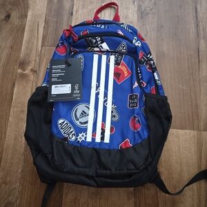 Adidas Blue and Black Graphic Backpack